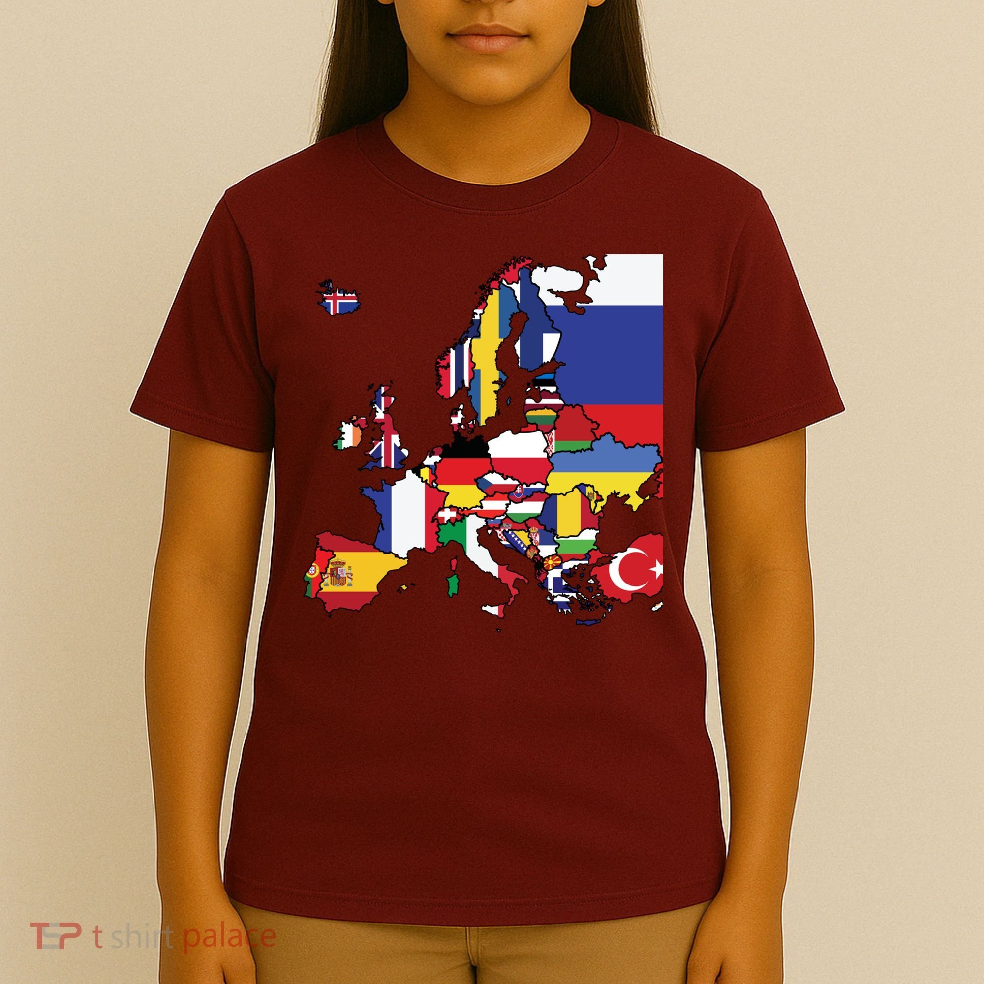 Simple Map Of Europe With Country Flags T-Shirt