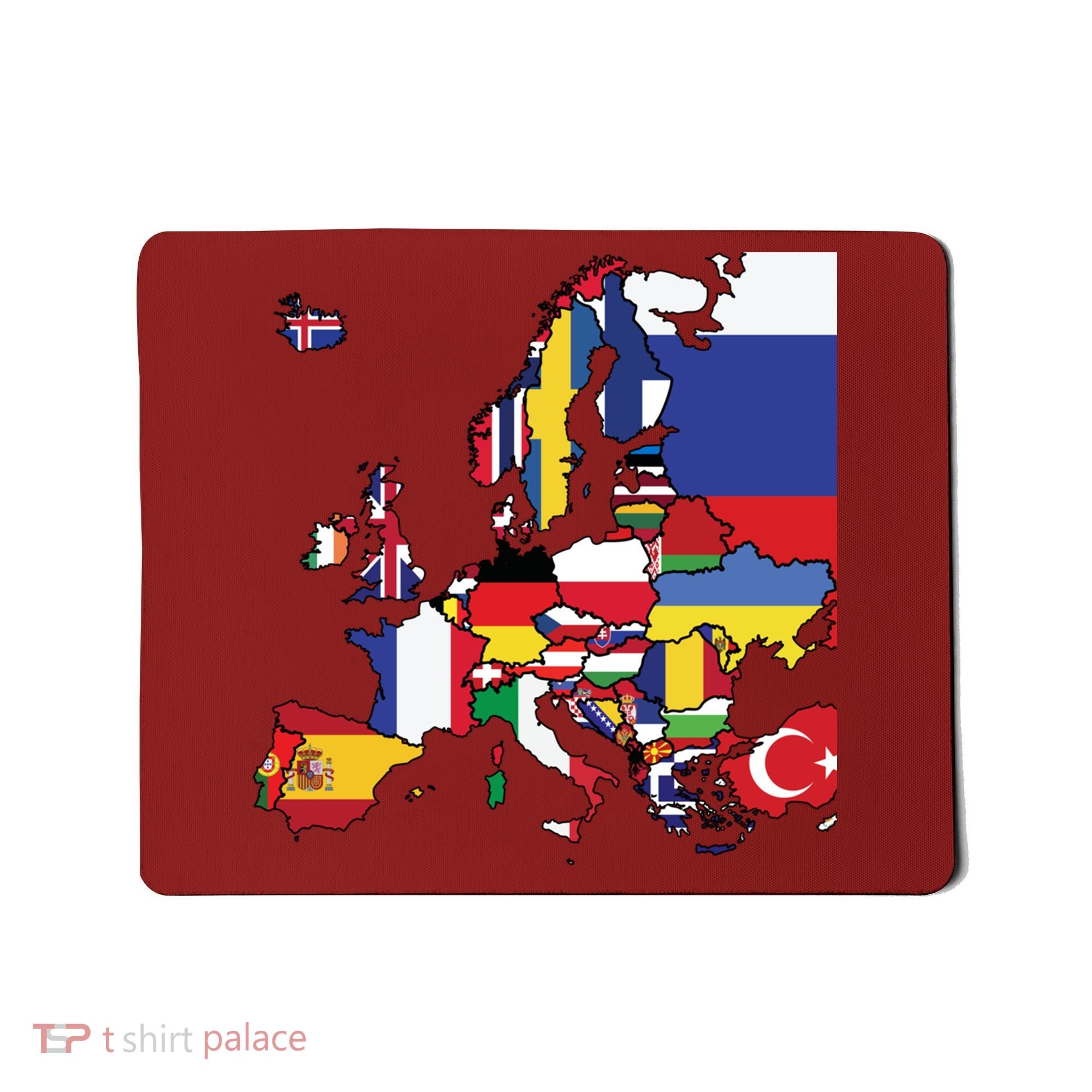 Simple Map Of Europe With Country Flags Mousepad