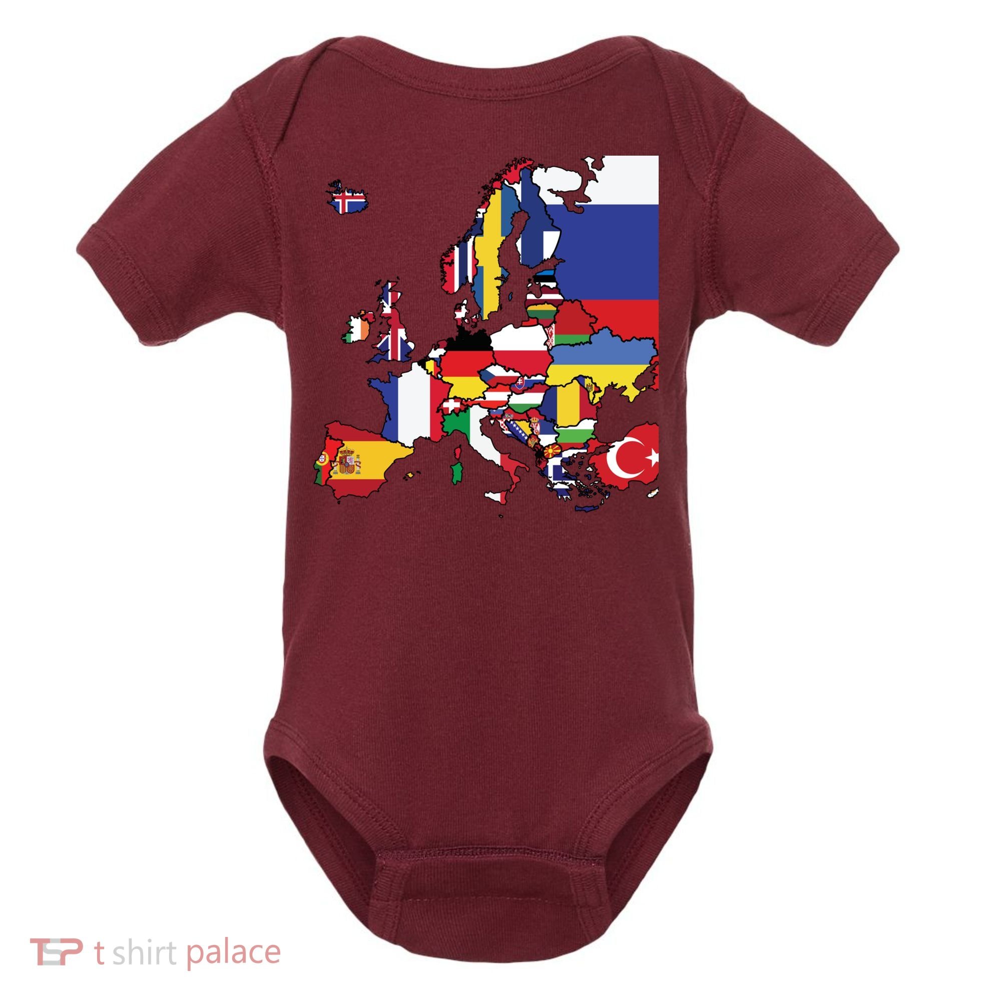 Simple Map Of Europe With Country Flags Baby Bodysuit