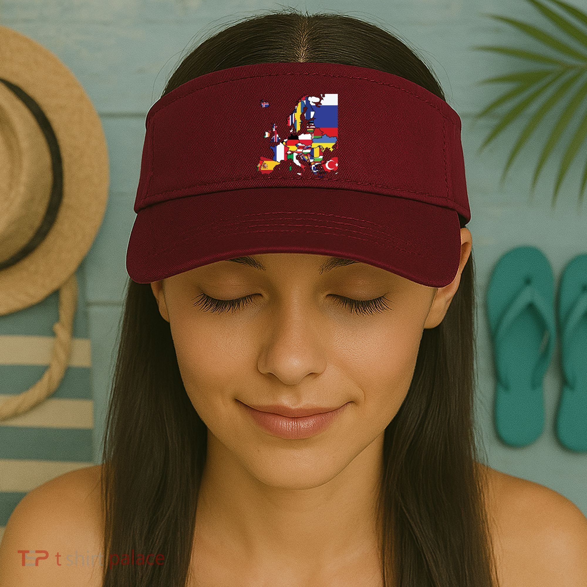 Simple Map Of Europe With Country Flags Visor