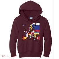 Simple Map Of Europe With Country Flags Kids Hoodie thumb 0