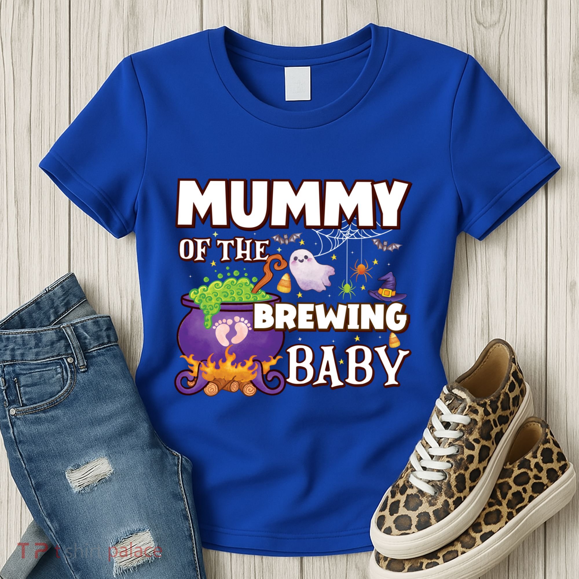 Spooky Mama Of Brewing Halloween Theme Shower Gift Women's T-Shirt
