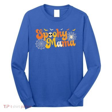 Spooky Mama Outfit Witch Mom Halloween Retro Groovy Gift Long Sleeve Shirt