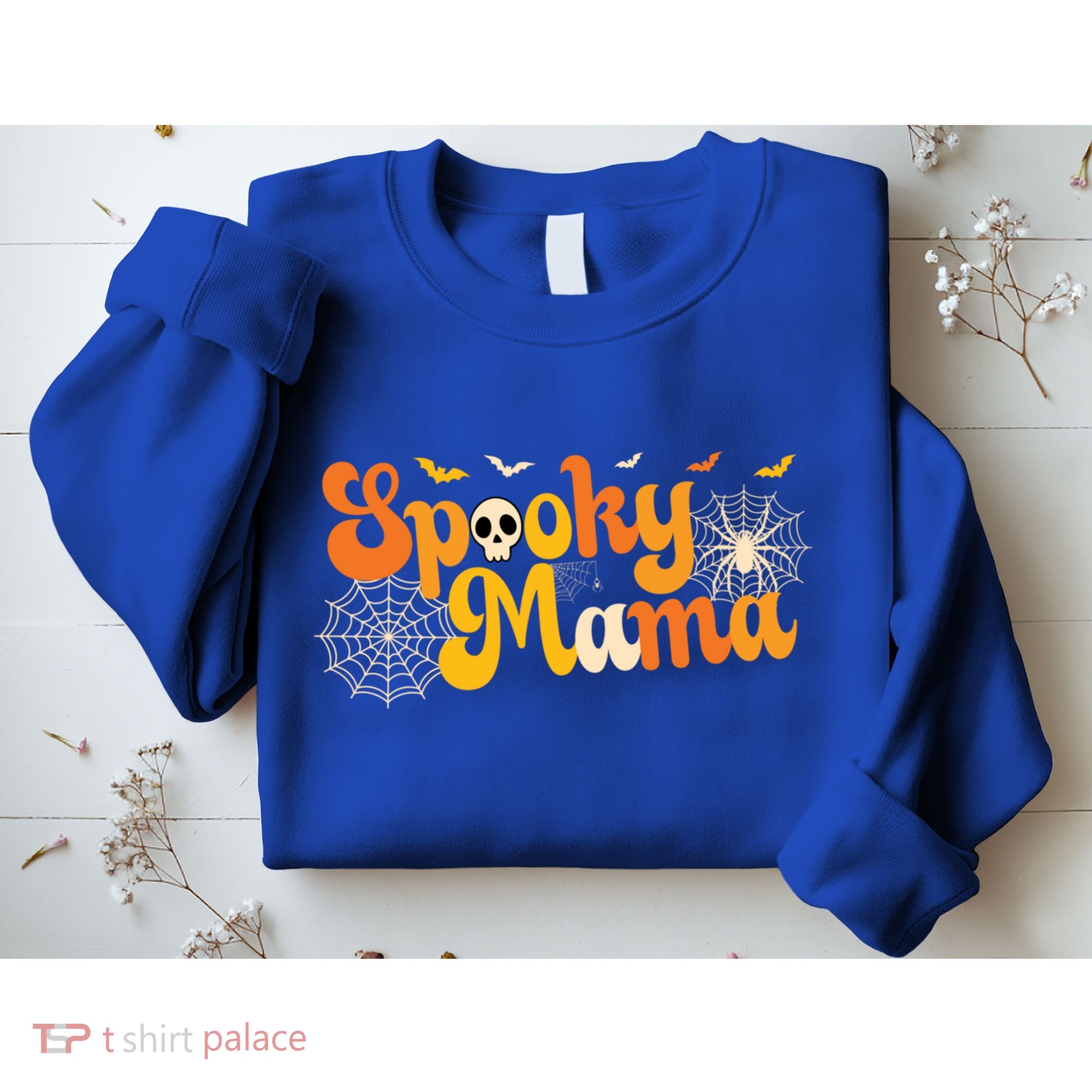 Spooky Mama Outfit Witch Mom Halloween Retro Groovy Gift Sweatshirt