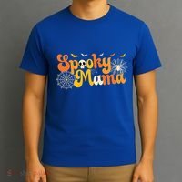 Spooky Mama Outfit Witch Mom Halloween Retro Groovy Gift T-Shirt thumb 3