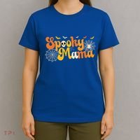 Spooky Mama Outfit Witch Mom Halloween Retro Groovy Gift T-Shirt thumb 4