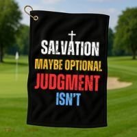 Salvation Maybe Optional Judgment Isn’t Christian Golf Towel thumb 1