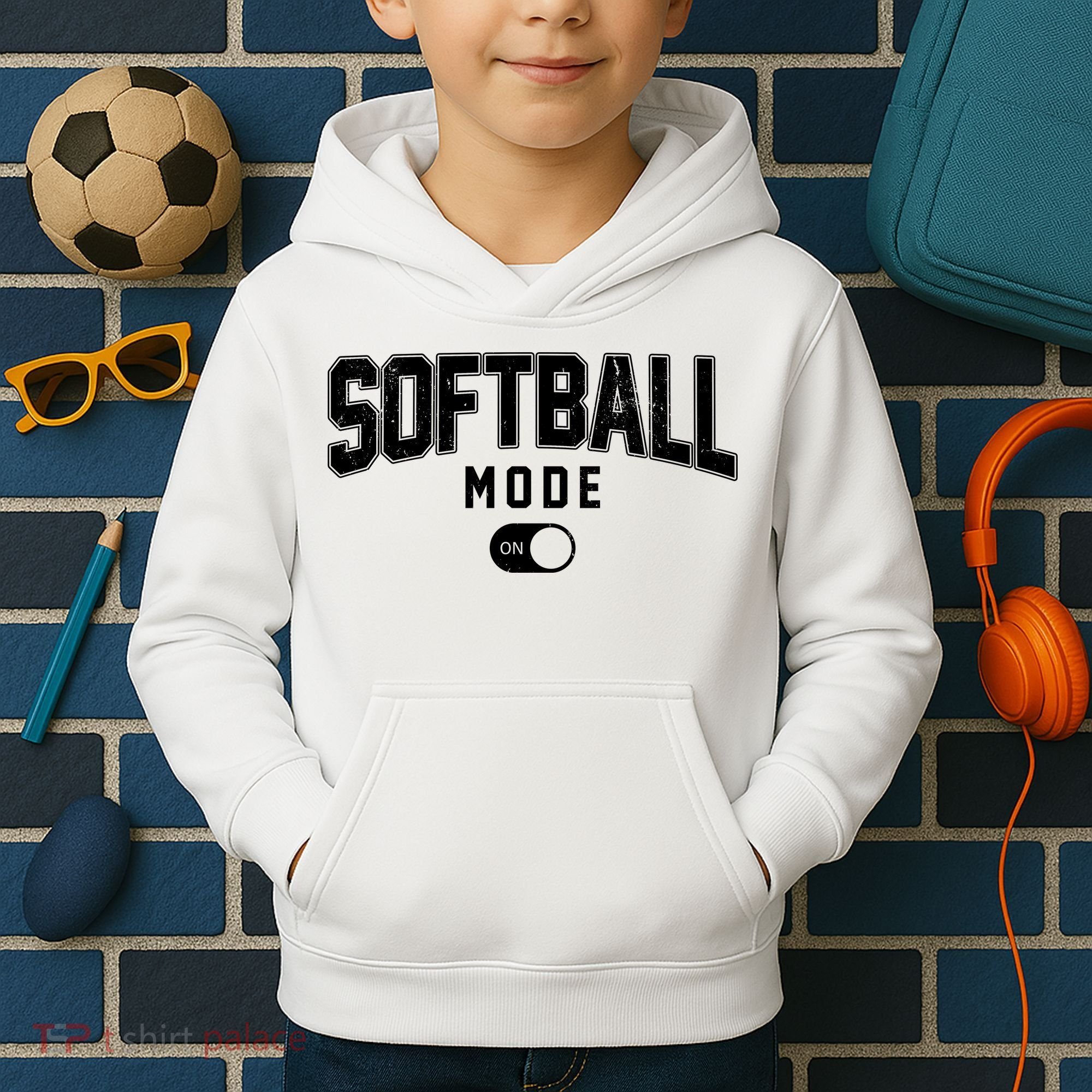 Softball Mode On Kids Hoodie