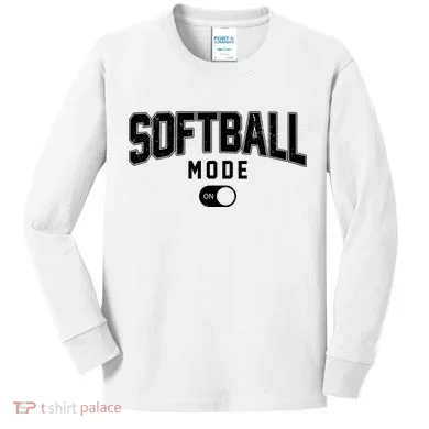 Softball Mode On Kids Long Sleeve Shirt