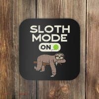 Sloth Mode On Funny Lazy Sleep Animal Lover Women Gift Coaster thumb 0