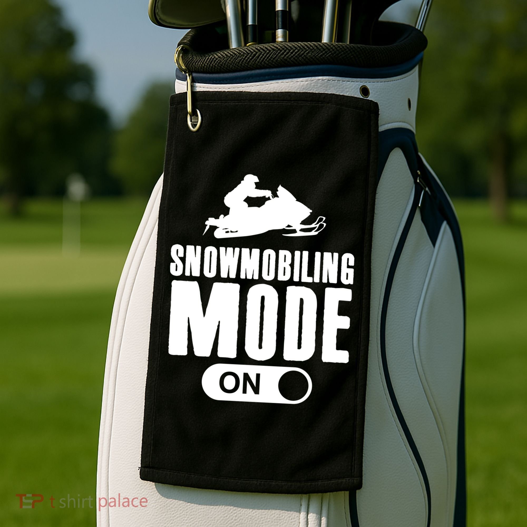 Snowmobiling Mode On Kids Snowmobile Gift Snow Machine Rider Gift Golf Towel