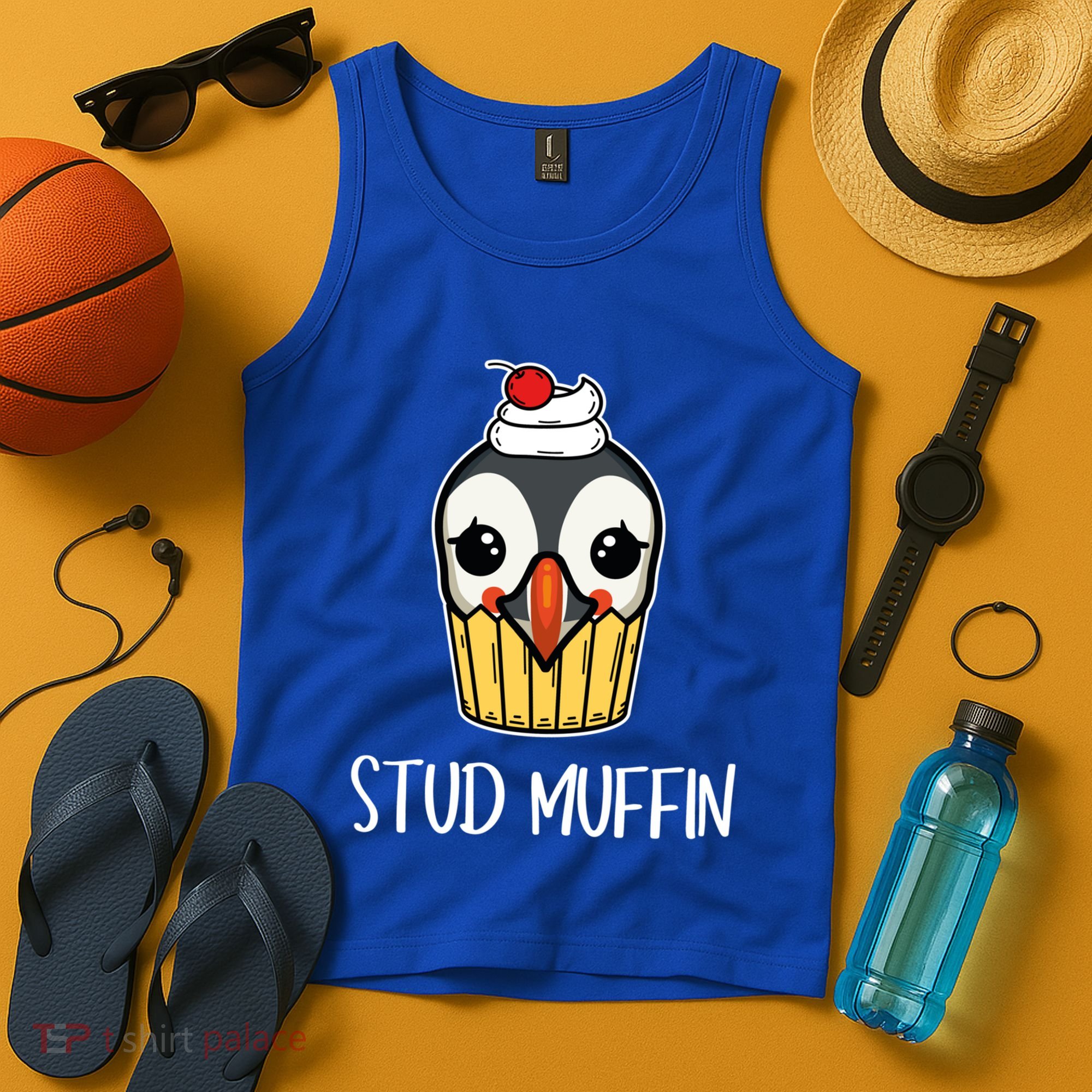 Stud Muffin Puffin Pun Best Pastries Birds Cute Gift Tank Top