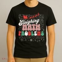 Sleighing Math Problems  Funny Christmas Math Teacher Santa  T-Shirt thumb 3