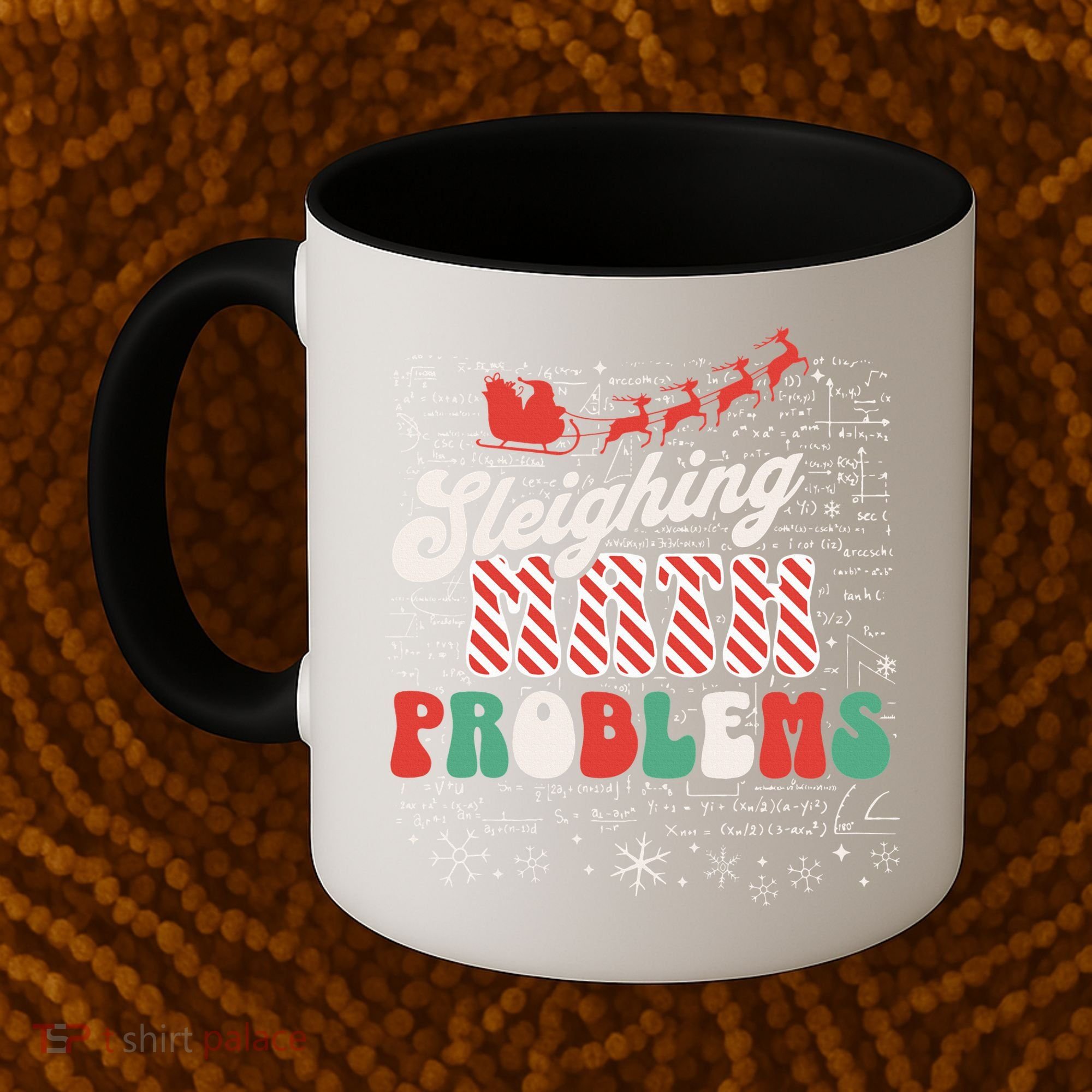Sleighing Math Problems  Funny Christmas Math Teacher Santa  Coffee Mug