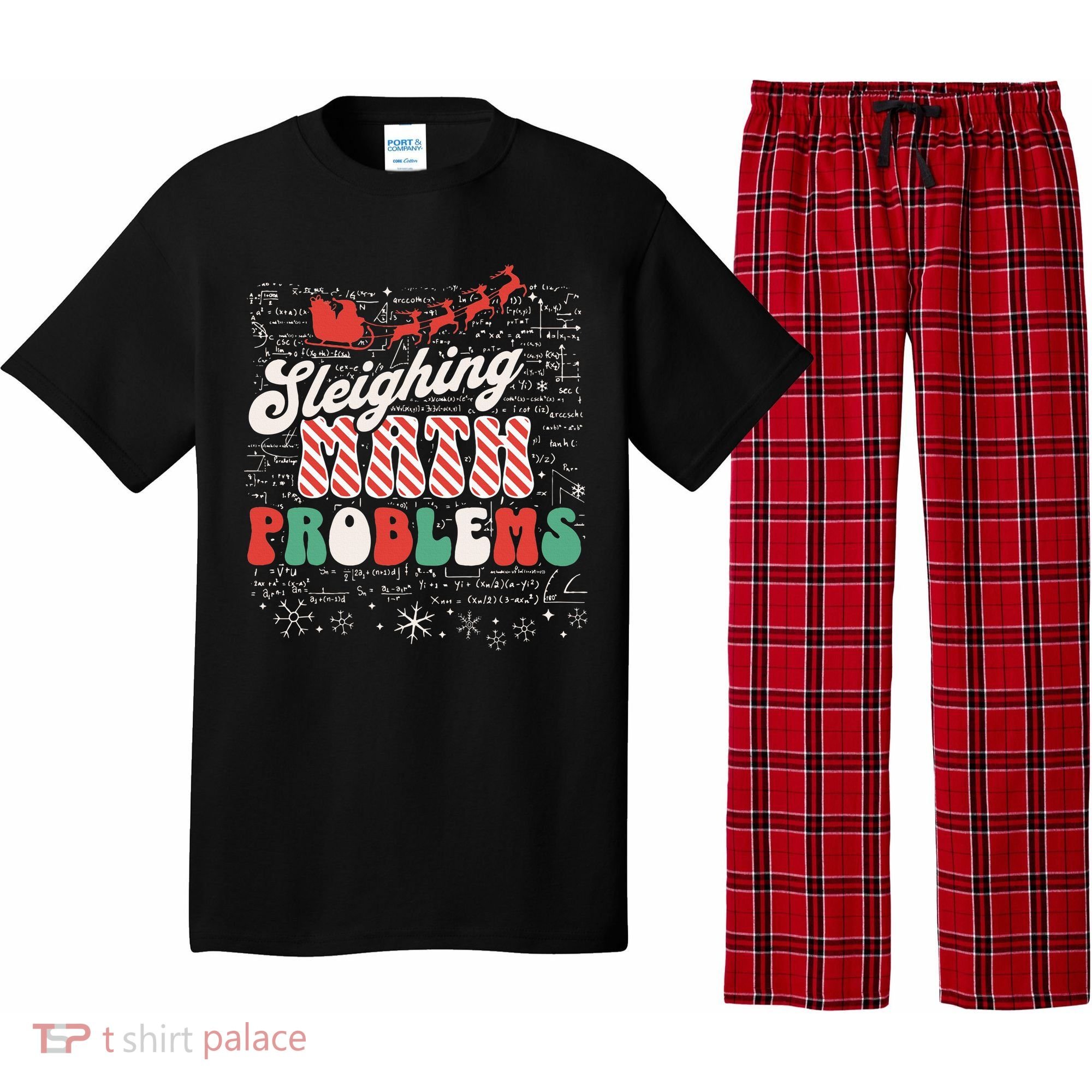 Sleighing Math Problems  Funny Christmas Math Teacher Santa  Pajama Set