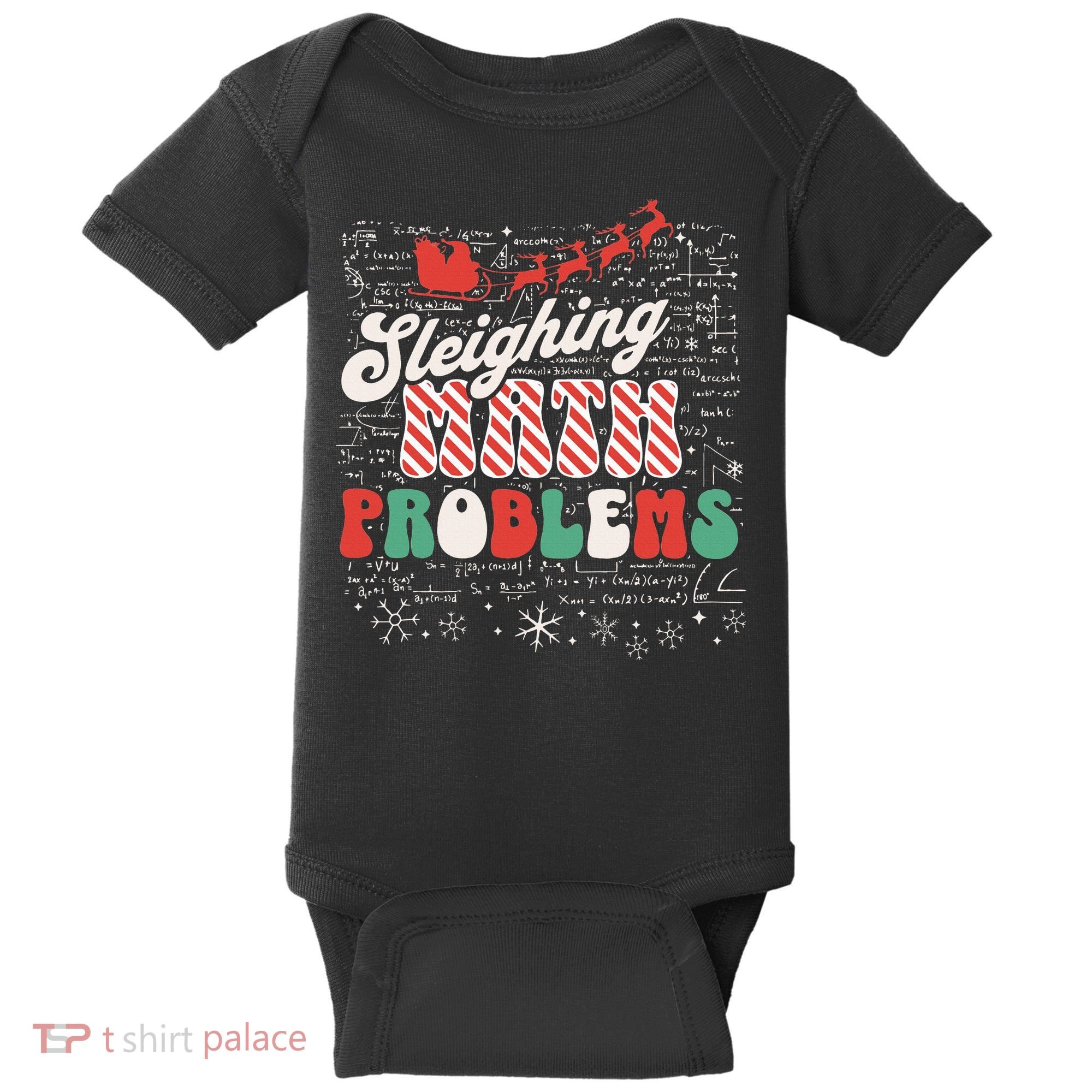 Sleighing Math Problems  Funny Christmas Math Teacher Santa  Baby Bodysuit