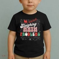Sleighing Math Problems  Funny Christmas Math Teacher Santa  Toddler T-Shirt thumb 2