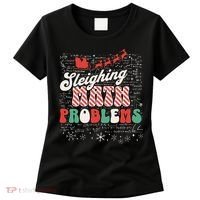 Sleighing Math Problems  Funny Christmas Math Teacher Santa  Women's T-Shirt thumb 0