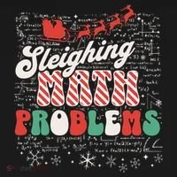 Sleighing Math Problems  Funny Christmas Math Teacher Santa  Kids Long Sleeve Shirt thumb 2