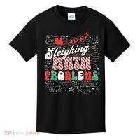 Sleighing Math Problems  Funny Christmas Math Teacher Santa  Kids T-Shirt thumb 0
