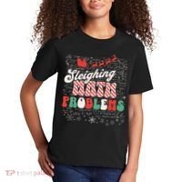 Sleighing Math Problems  Funny Christmas Math Teacher Santa  Kids T-Shirt thumb 2