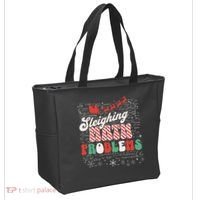 Sleighing Math Problems  Funny Christmas Math Teacher Santa  Tote Bag thumb 2