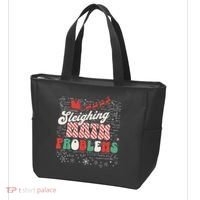 Sleighing Math Problems  Funny Christmas Math Teacher Santa  Tote Bag thumb 3