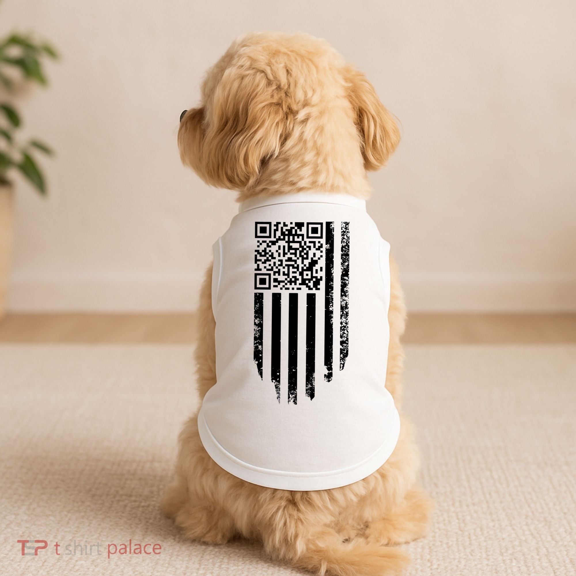 Scan Me President Trump Dancing Code American Flag Doggie Tank