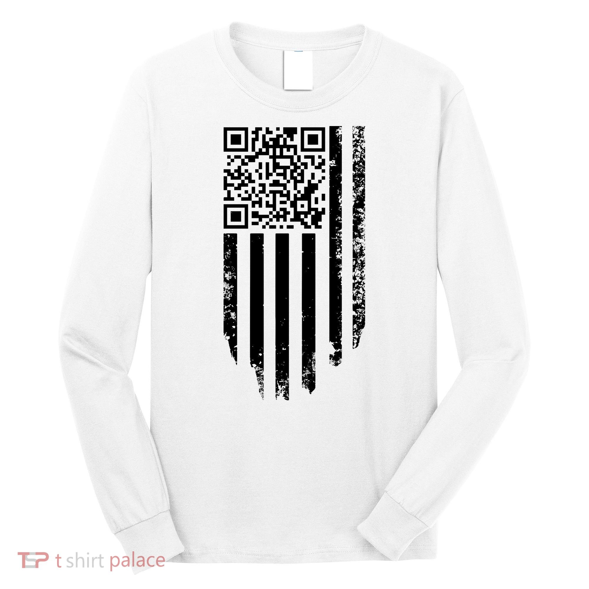 Scan Me President Trump Dancing Code American Flag Long Sleeve Shirt