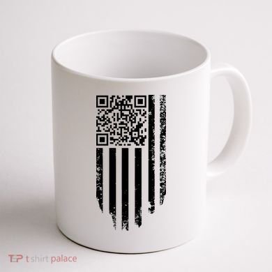 Scan Me President Trump Dancing Code American Flag Coffee Mug back