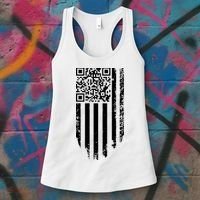 Scan Me President Trump Dancing Code American Flag Women's Tank Top thumb 3