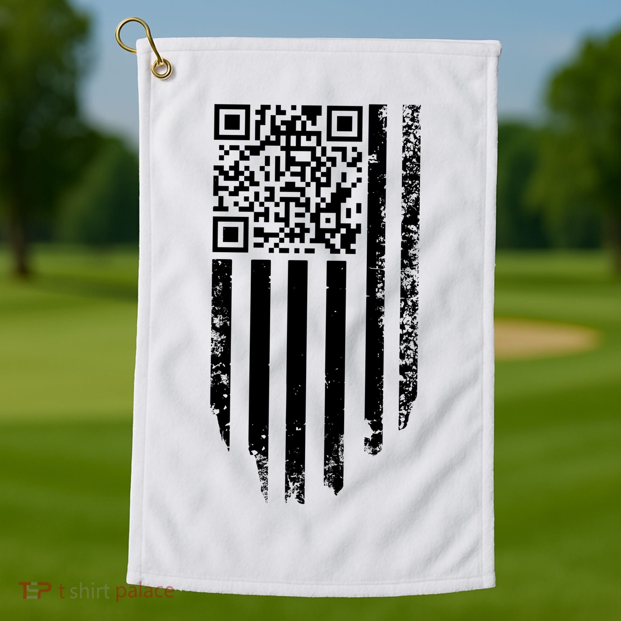 Scan Me President Trump Dancing Code American Flag Golf Towel