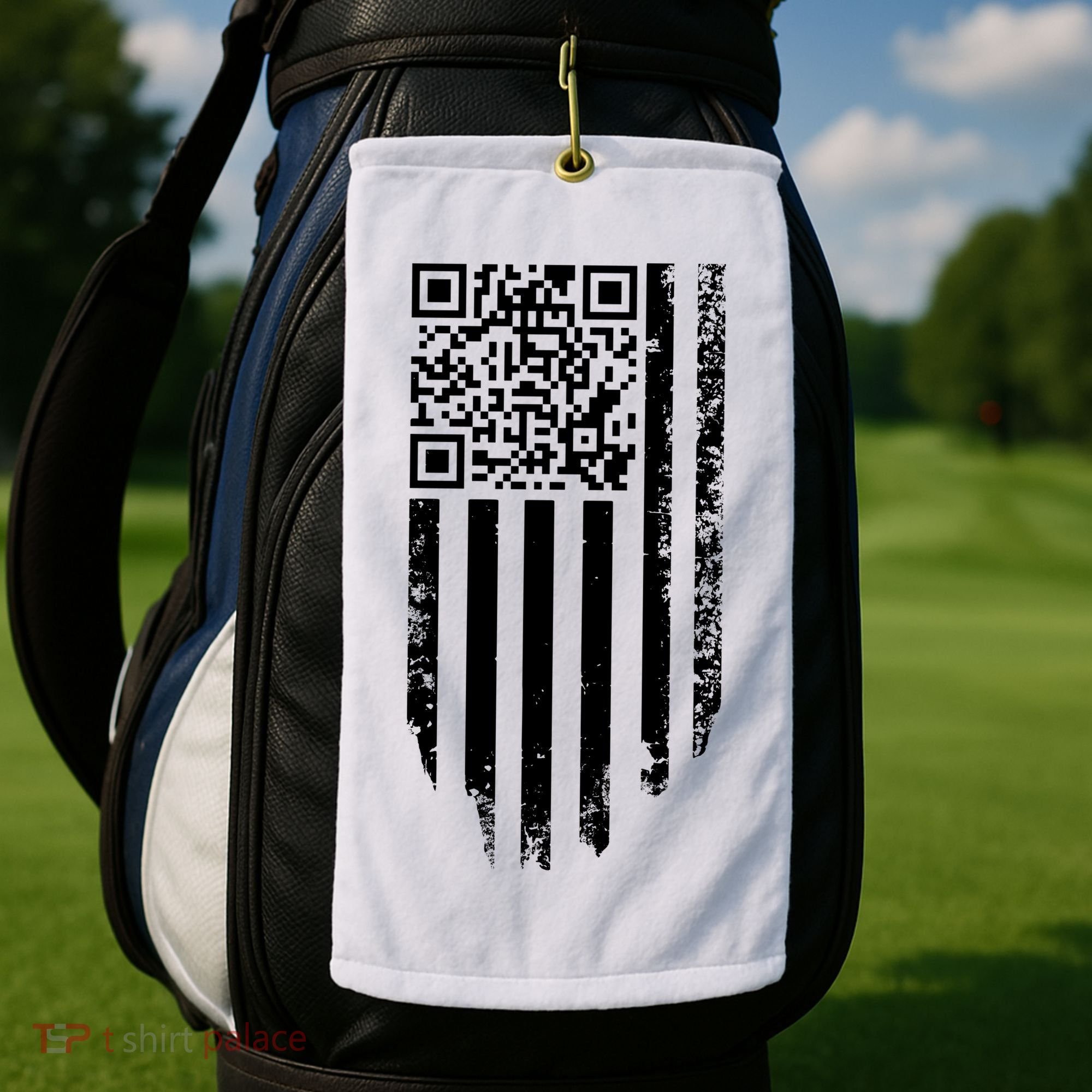 Scan Me President Trump Dancing Code American Flag Golf Towel
