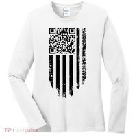 Scan Me President Trump Dancing Code American Flag Women's Long Sleeve Shirt thumb 0