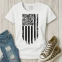 Scan Me President Trump Dancing Code American Flag Women's T-Shirt thumb 3