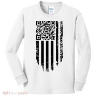 Scan Me President Trump Dancing Code American Flag Kids Long Sleeve Shirt thumb 0