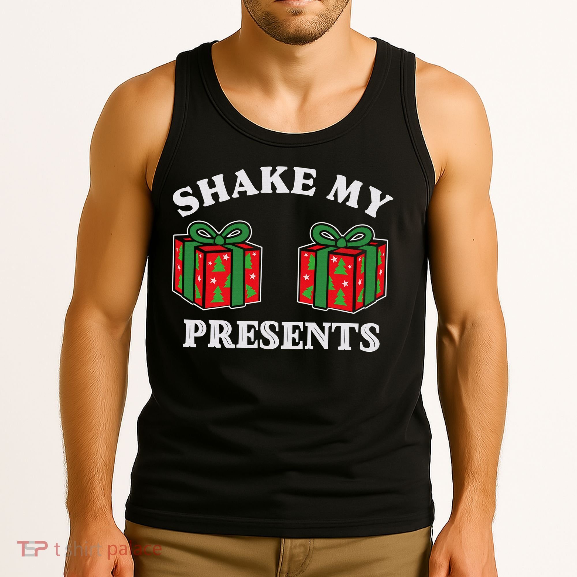 Shake My Presents Jingle My Balls Couples Christmas Tank Top