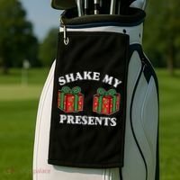 Shake My Presents Jingle My Balls Couples Christmas Golf Towel thumb 2