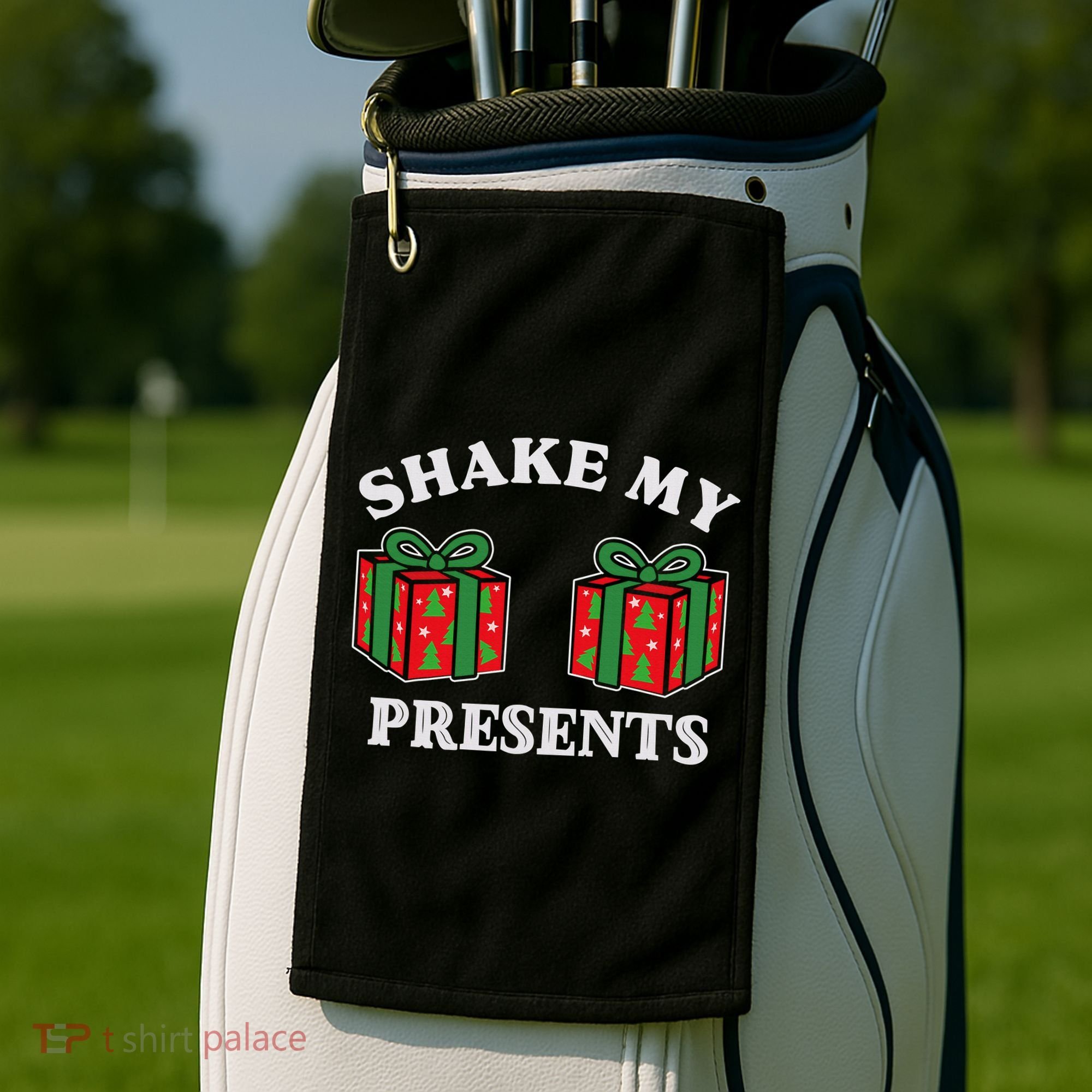 Shake My Presents Jingle My Balls Couples Christmas Golf Towel