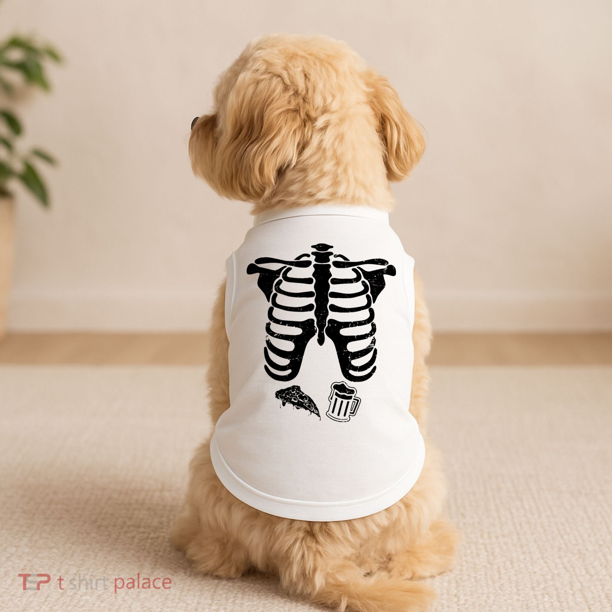 Skeleton Maternity Pizza & Beer Black Doggie Tank