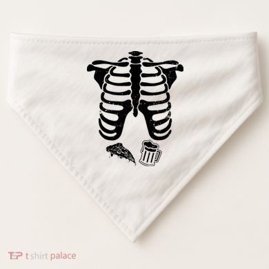 Skeleton Maternity Pizza & Beer Black USA-Made Doggie Bandana