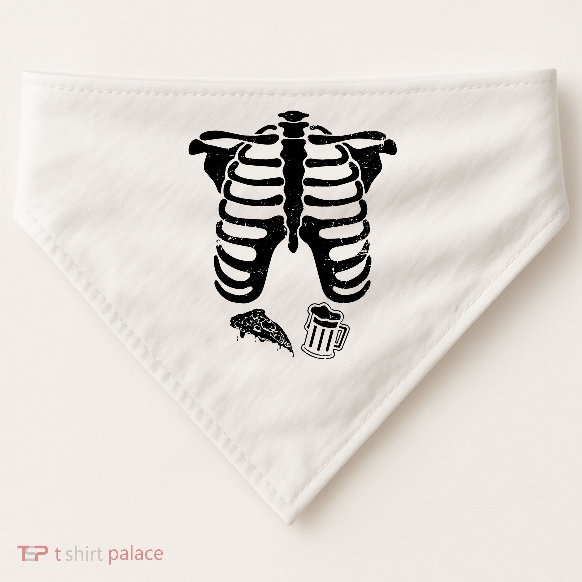 Skeleton Maternity Pizza & Beer Black USA-Made Doggie Bandana