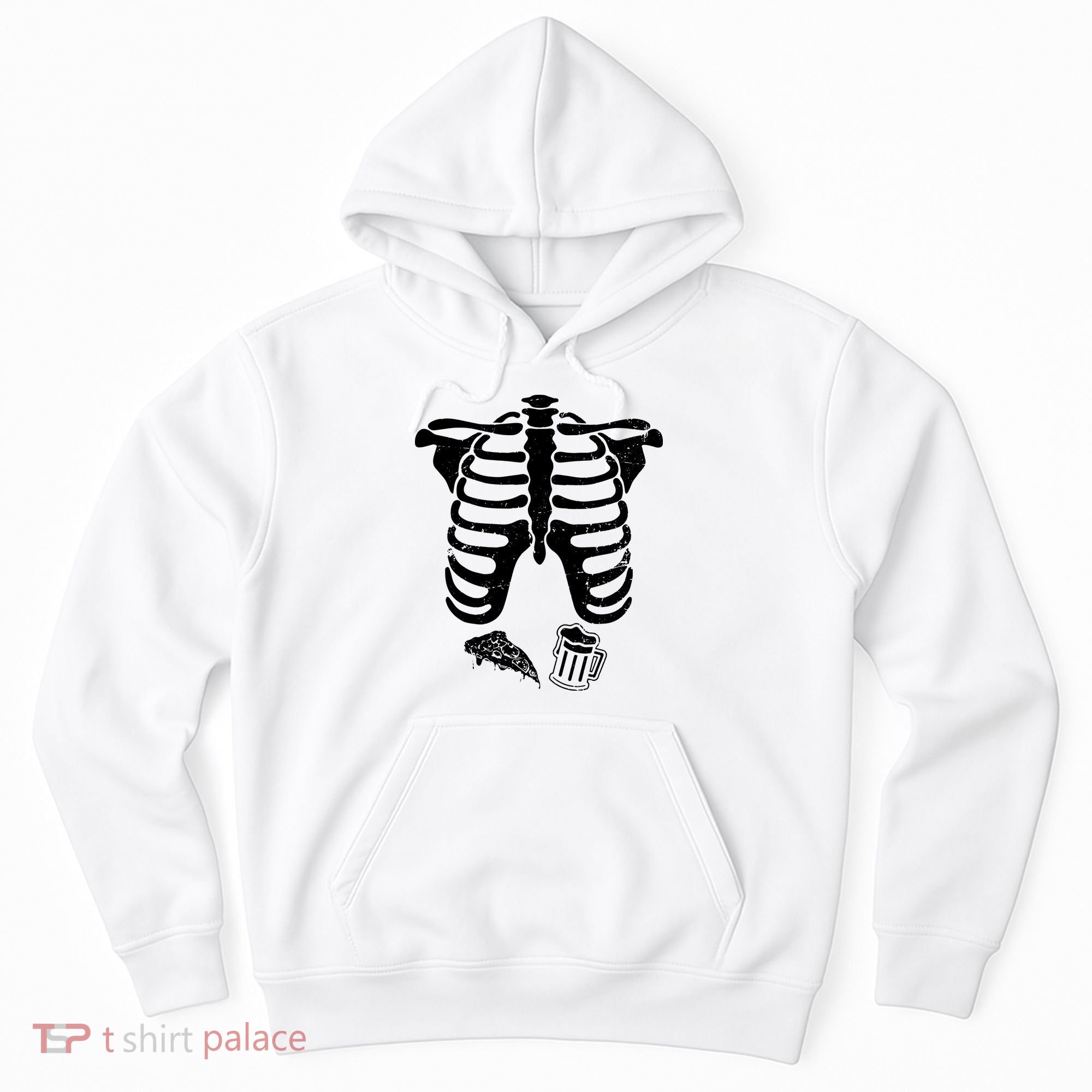 Skeleton Maternity Pizza & Beer Black Hoodie