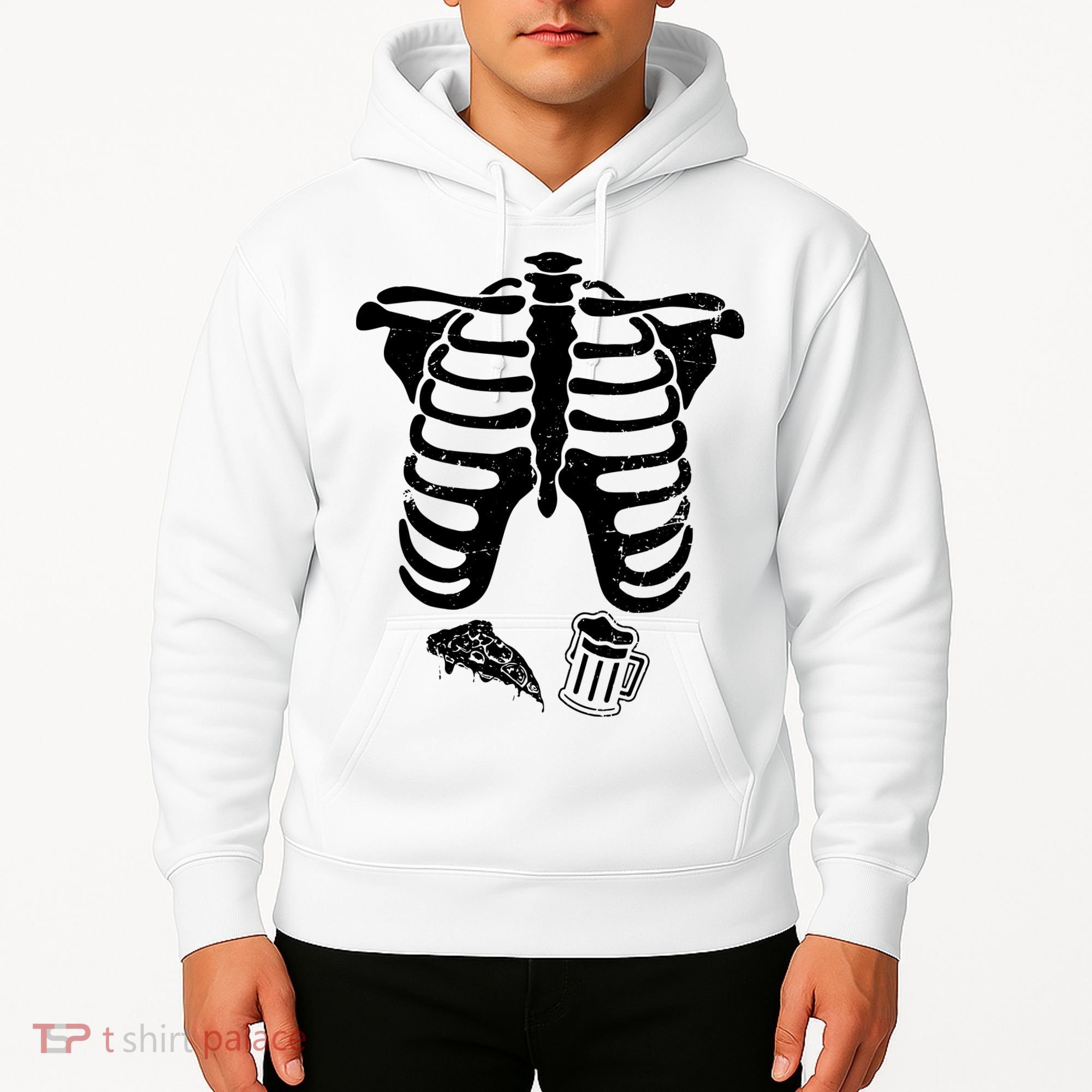 Skeleton Maternity Pizza & Beer Black Hoodie