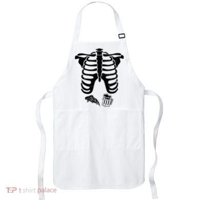 Skeleton Maternity Pizza & Beer Black Apron