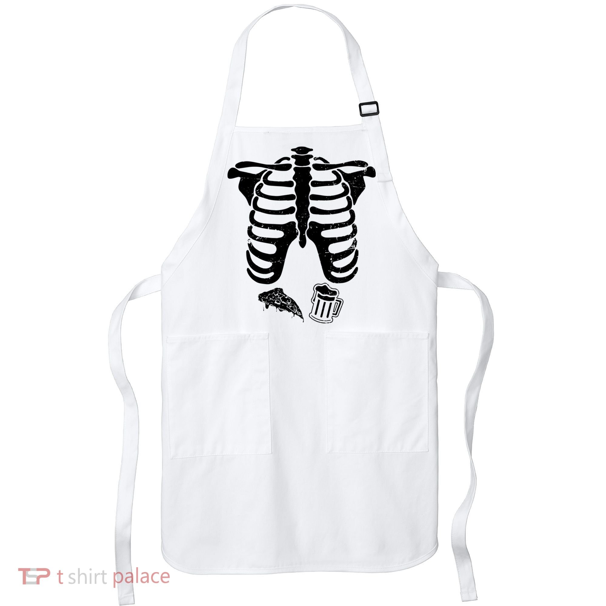 Skeleton Maternity Pizza & Beer Black Apron