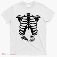 Skeleton Maternity Pizza & Beer Black T-Shirt thumb 0