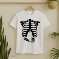 Skeleton Maternity Pizza & Beer Black T-Shirt thumb 2