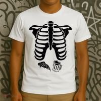 Skeleton Maternity Pizza & Beer Black T-Shirt thumb 3