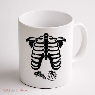 Skeleton Maternity Pizza & Beer Black Coffee Mug back